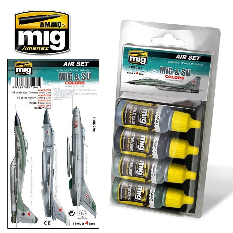 MiG & SU Colors Grey & Green Jets (Ammo Mig) (4x17ml) 