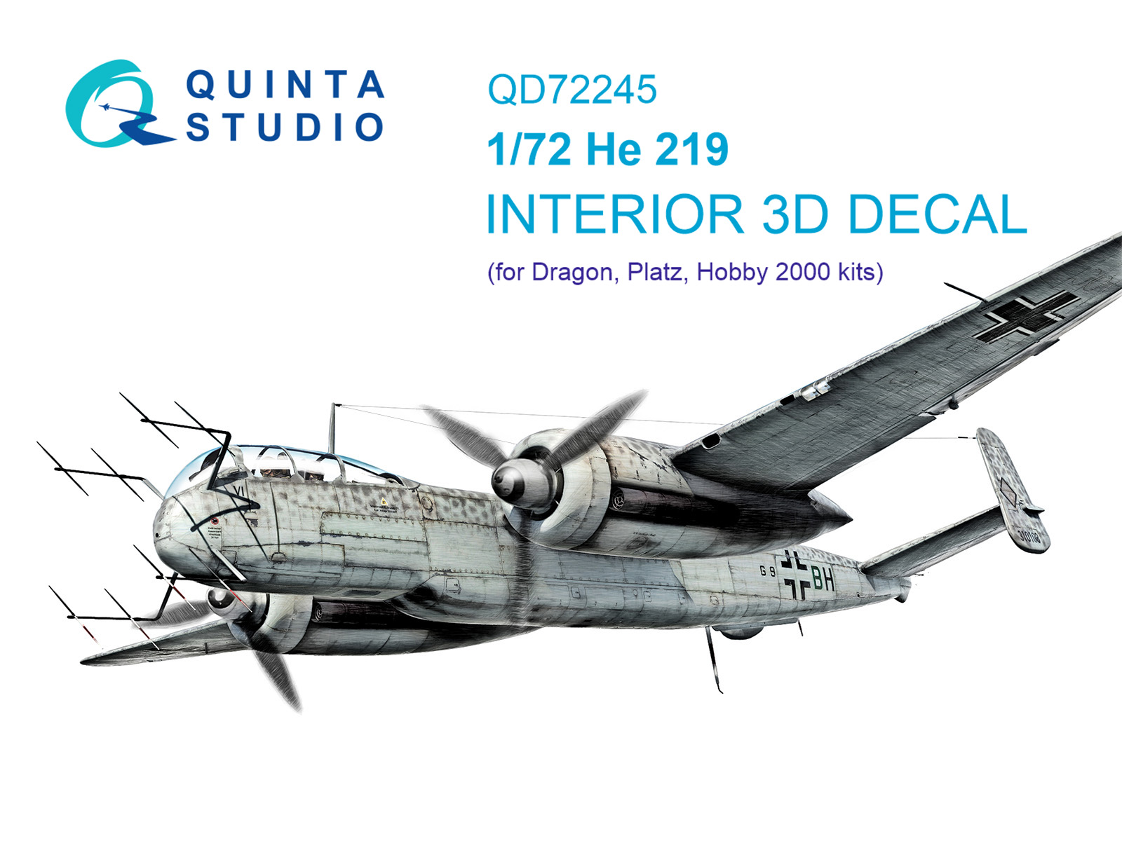 He 219 3D-Printed & coloured Interior on decal paper (Dragon)
