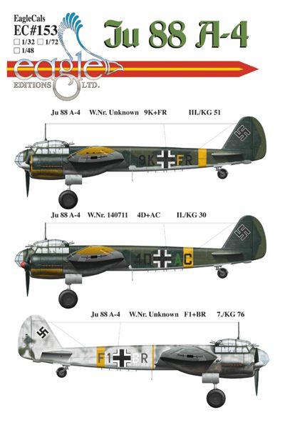 Decal 1/72 Junkers Ju-88A-4 (Eagle Cal)