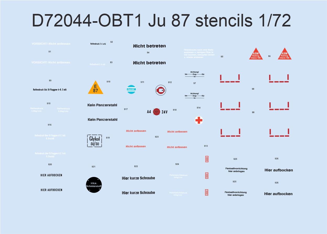 Decal 1/72 Ju 87 stencils (ACAD/AIR/ITAL/REV)