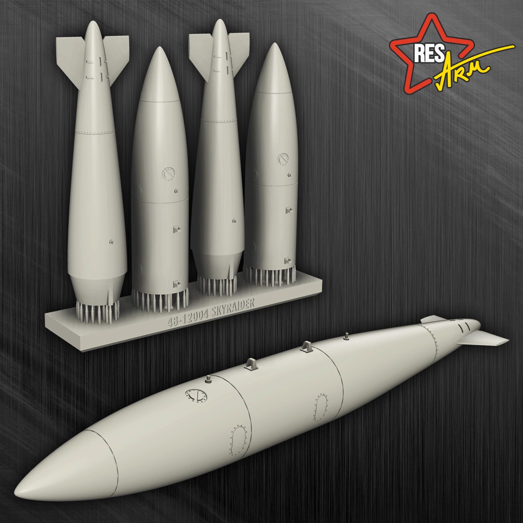 Additions (3D resin printing) 1/48 Optional fuel tanks for Douglas A-1 Skyraider (RESArm)
