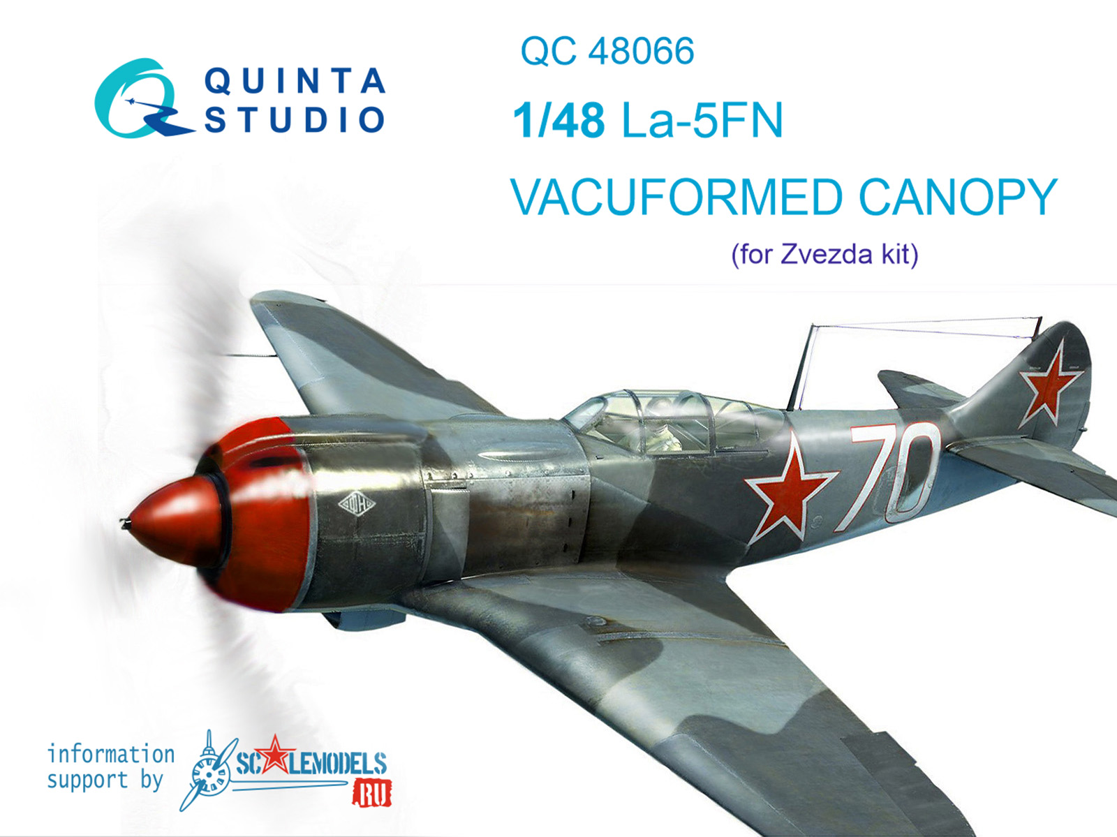 La-5FN vacuuformed clear canopy, 1 pcs, (for Zvezda kit)