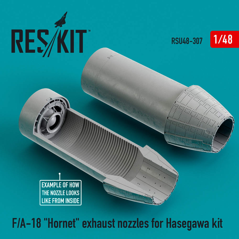 Additions (3D resin printing) 1/48 F/A-18 Hornet exhaust nozzles (ResKit)