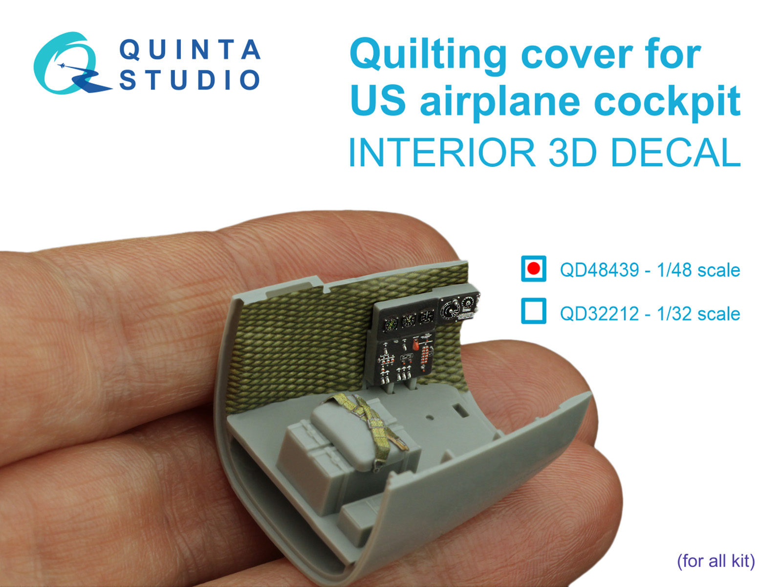 Quilting cover for US airplane cockpit. 3D-Printed & coloured Interior on decal paper (All kits)