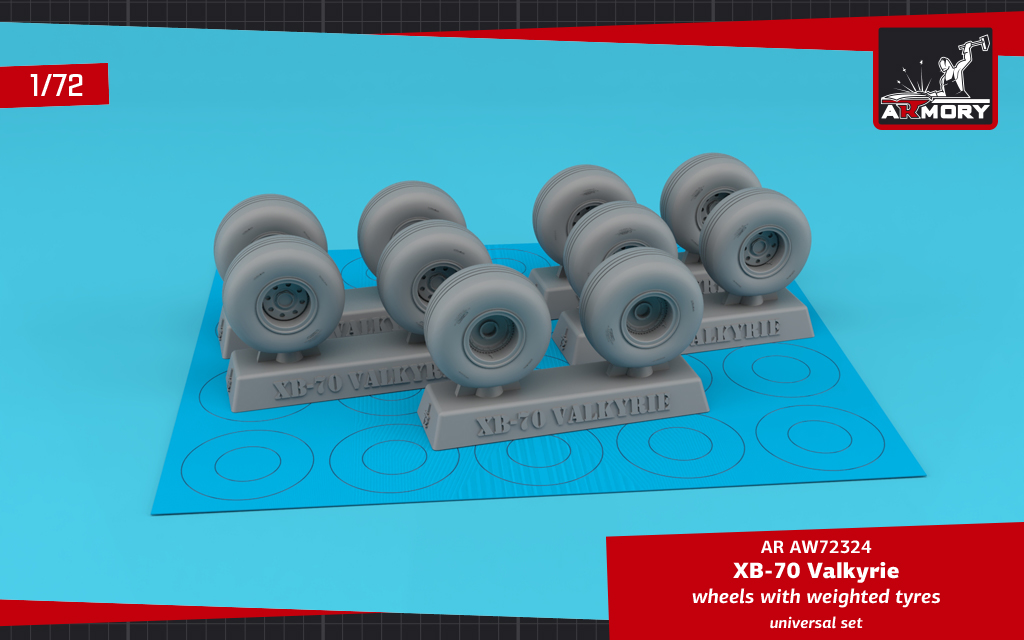 Additions (3D resin printing) 1/48 XB-70 Valkyrie wheels with weighted tyres - RETOOLED SET! AMT, (designed to be used with Italeri kits)