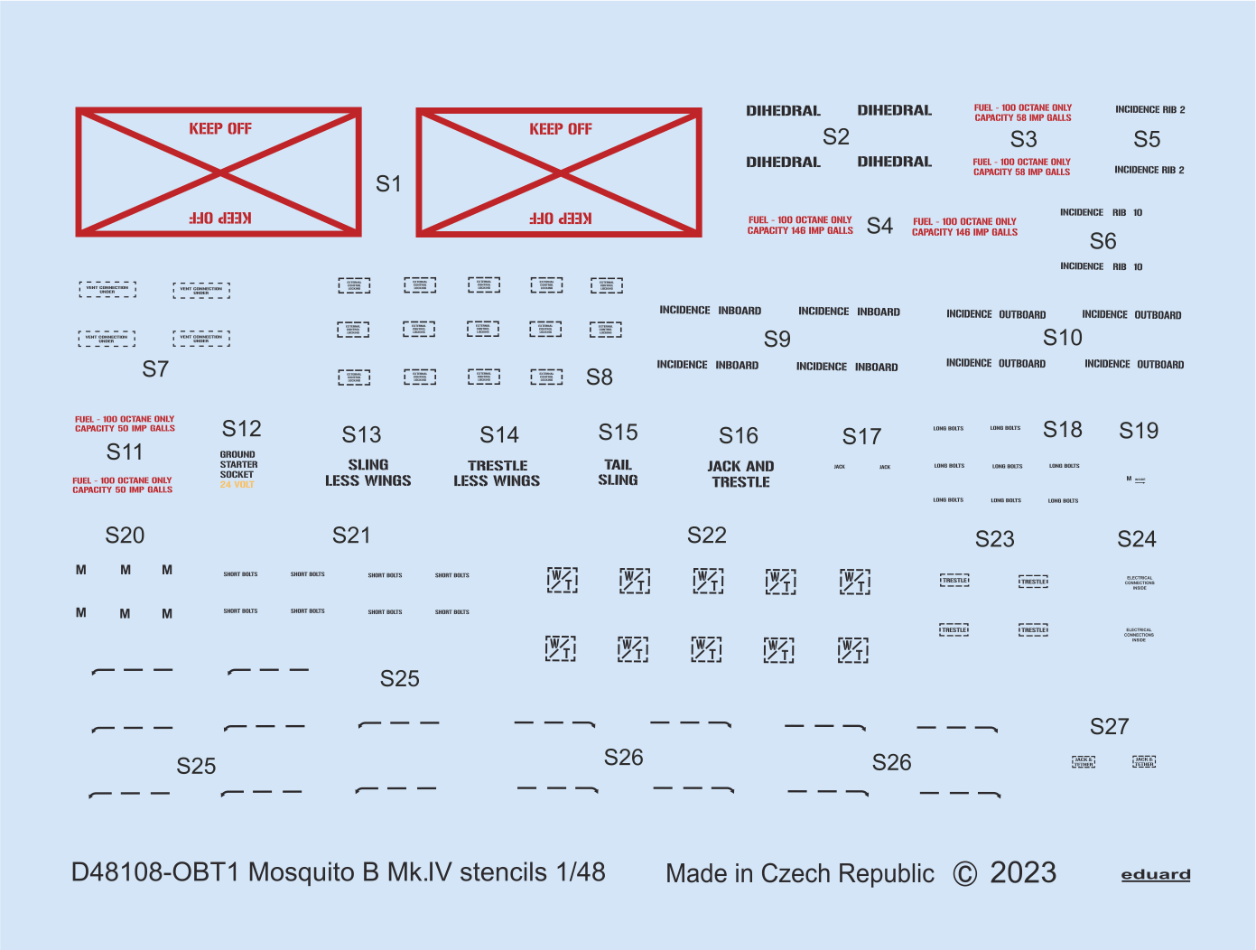 Decal 1/48 Mosquito B Mk.IV stencils (TAM/REV)