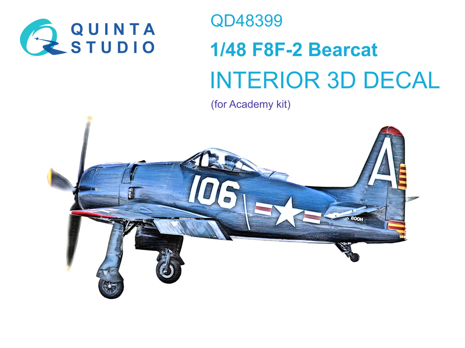 F8F-2 Bearcat 3D-Printed & coloured Interior on decal paper (Academy)