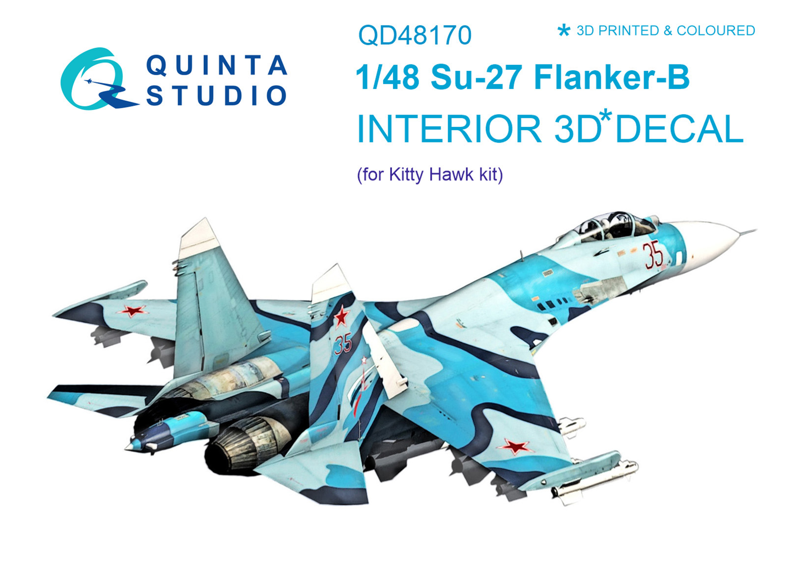 Su-27 3D-Printed & coloured Interior on decal paper (for KittyHawk kit)