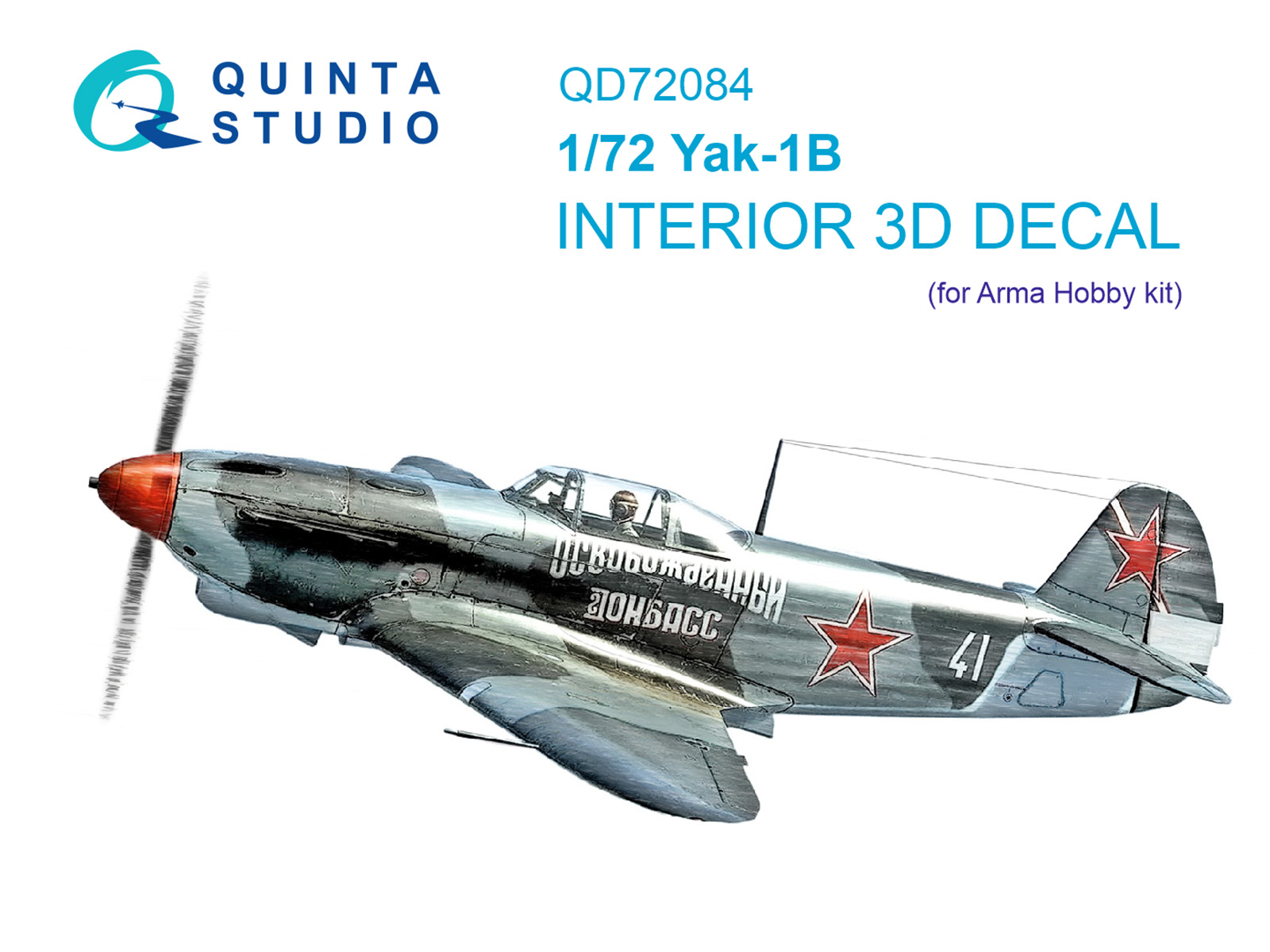 Yak-1B 3D-Printed & coloured Interior on decal paper (Arma Hobby)