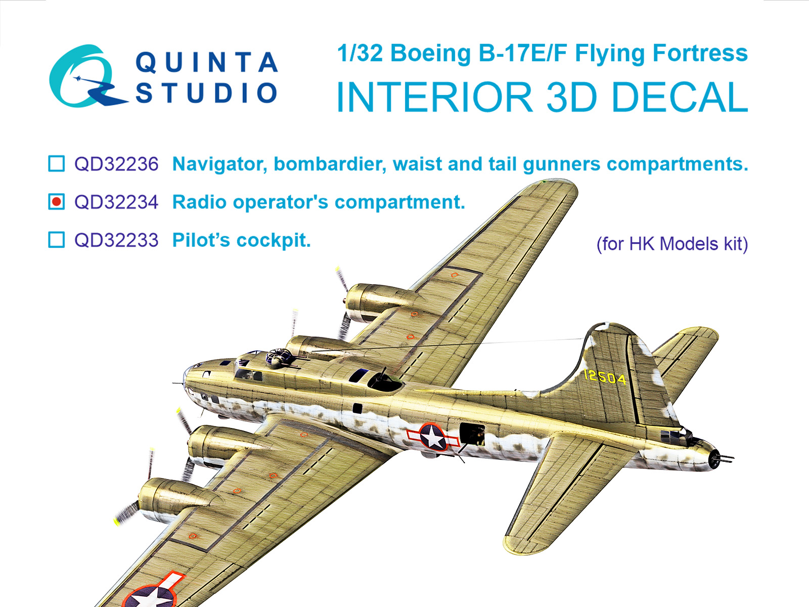 Boeing B-17E/F Radio operator's compartment. 3D-Printed & coloured Interior on decal paper (HK models)