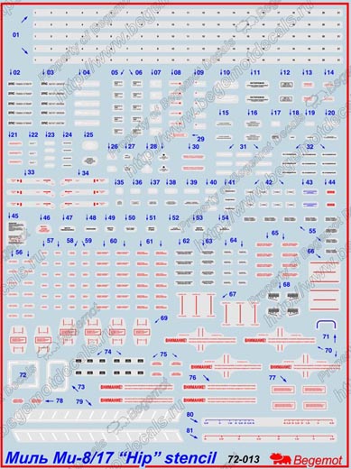 Decal 1/72 Technical stencils of the Mil Mi-8/17 (Begemot)