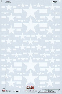 Decal 1/48 US National Insignia Part 5. 1943-47 White star and bar used on sea blue aircraft (CAM)