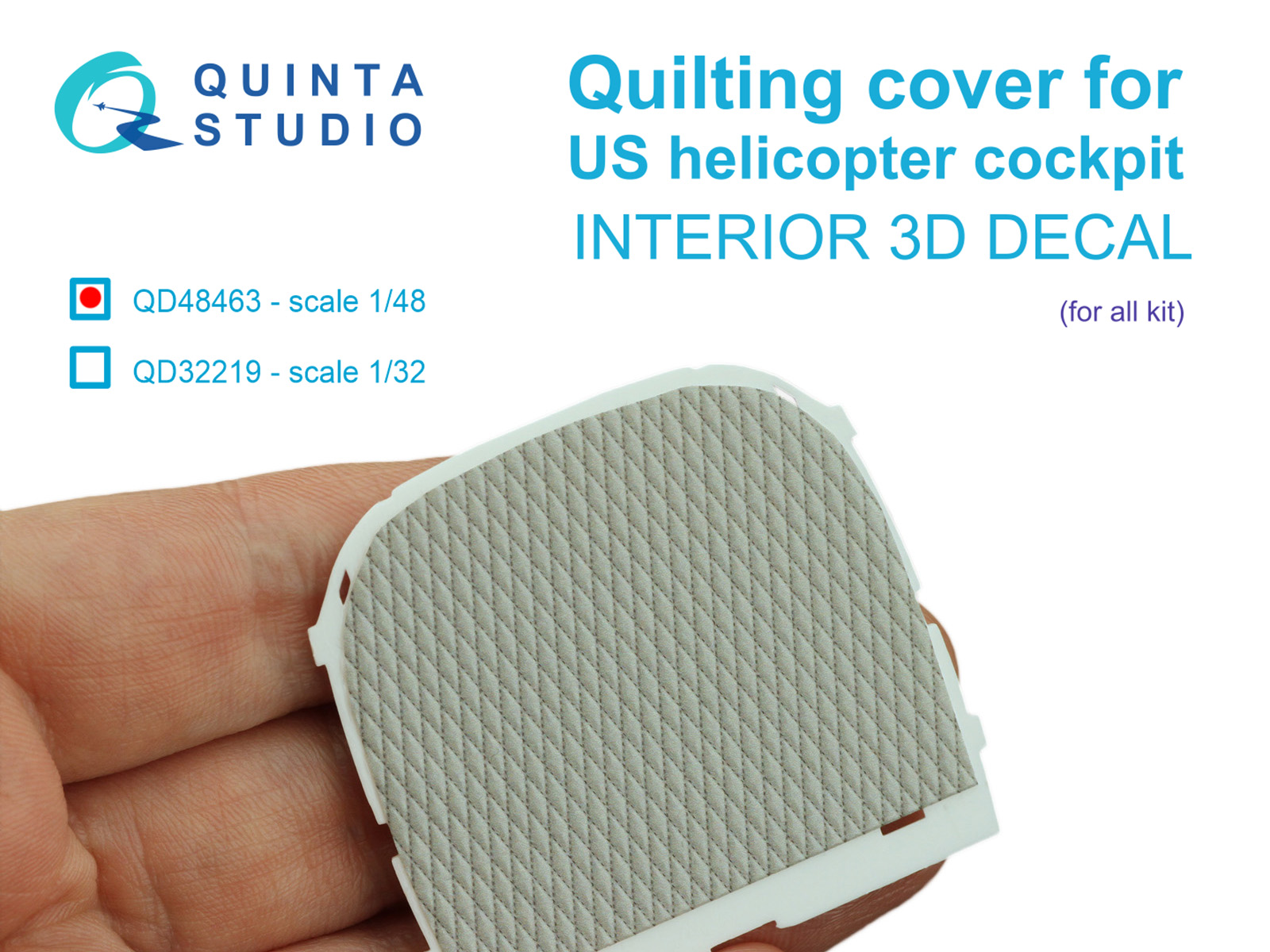 Quilting cover for US helicopter cockpit. 3D-Printed & coloured Interior on decal paper (All kits)