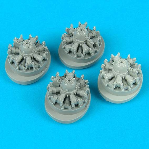 Additions (3D resin printing) 1/72 Consolidated B-24 Liberator engines (4 pcs) (designed to be used with Academy kits)