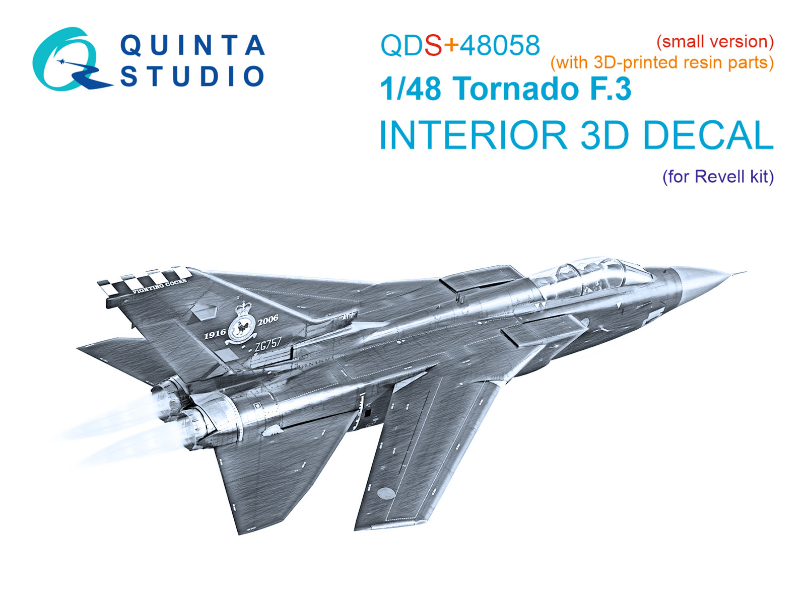 Tornado F.3 3D-Printed & coloured Interior on decal paper (Revell) (small version) (with 3D-printed resin parts)