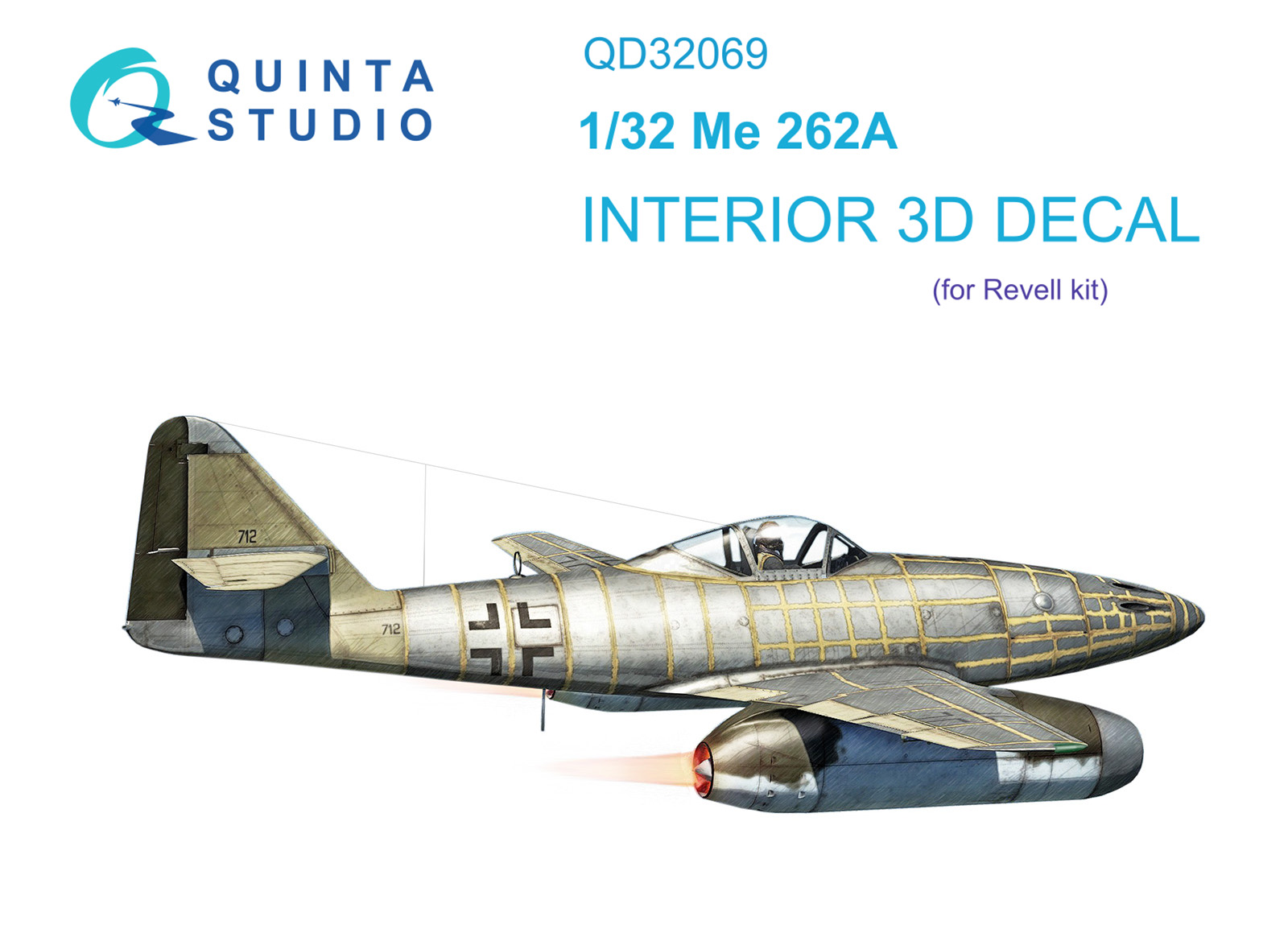 Me 262A 3D-Printed & coloured Interior on decal paper (Revell)