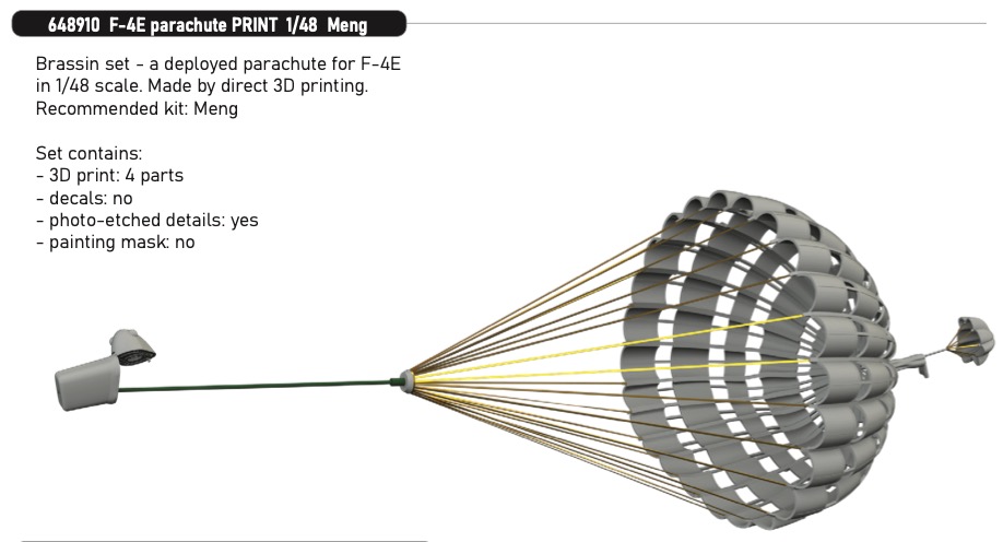 Additions (3D resin printing) 1/48 McDonnell F-4E Phantom parachute (3D-Printed)