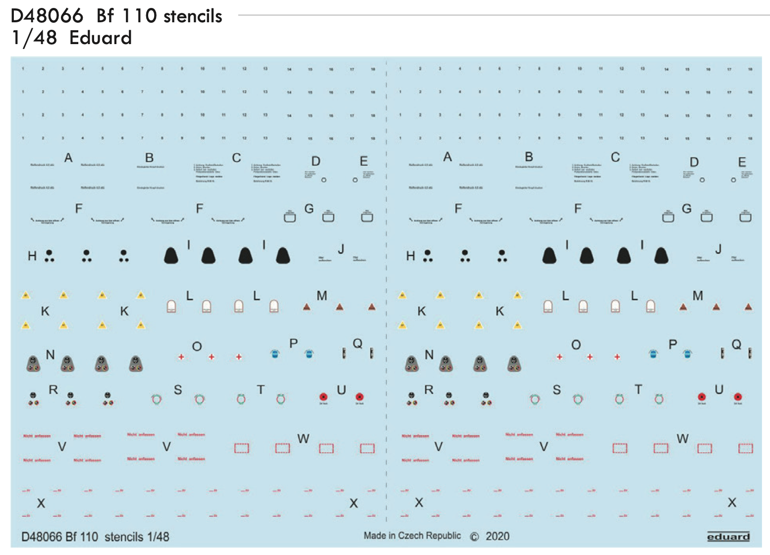 Decal 1/48 Bf 110 stencils (EDU)
