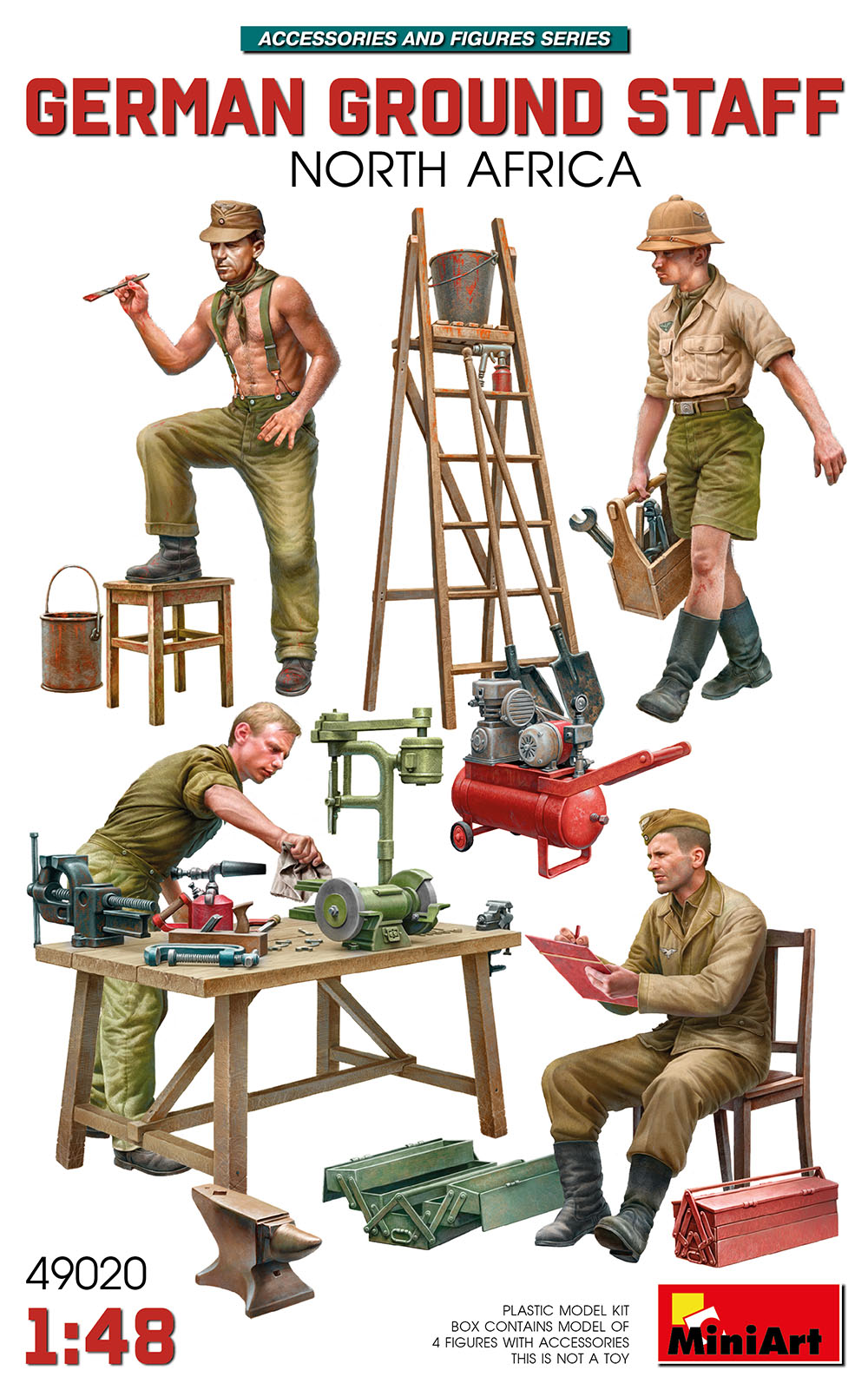 Figures (resin) 1/48 German Ground Staff with Accessories. North Africa (MiniArt)