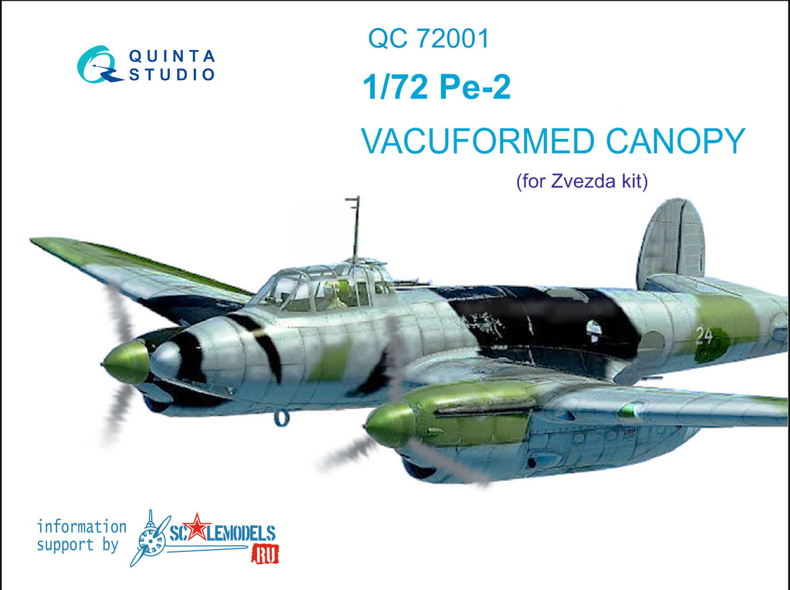 Pe-2 vacuuformed clear canopy  (for 7283 Zvezda kit)
