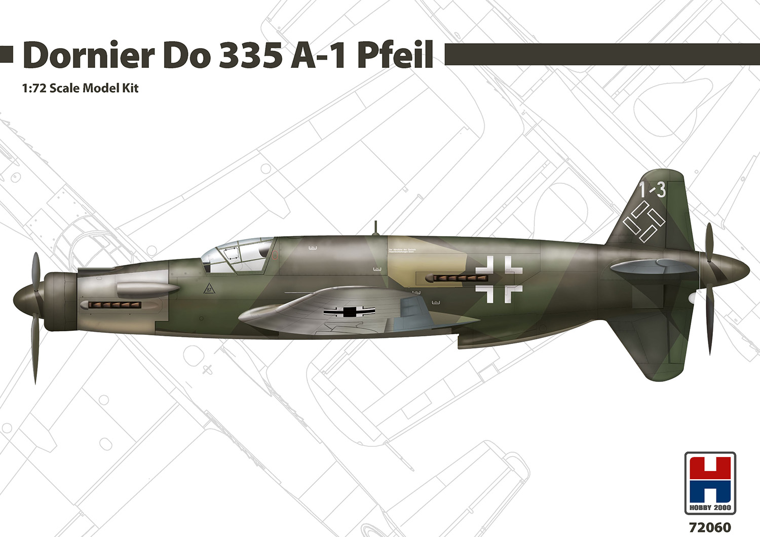 Model kit 1/72 Dornier Do-335A-1 Pfeil ex-DRAGON+ CARTOGRAF decals + MASK  (Hobby 2000)