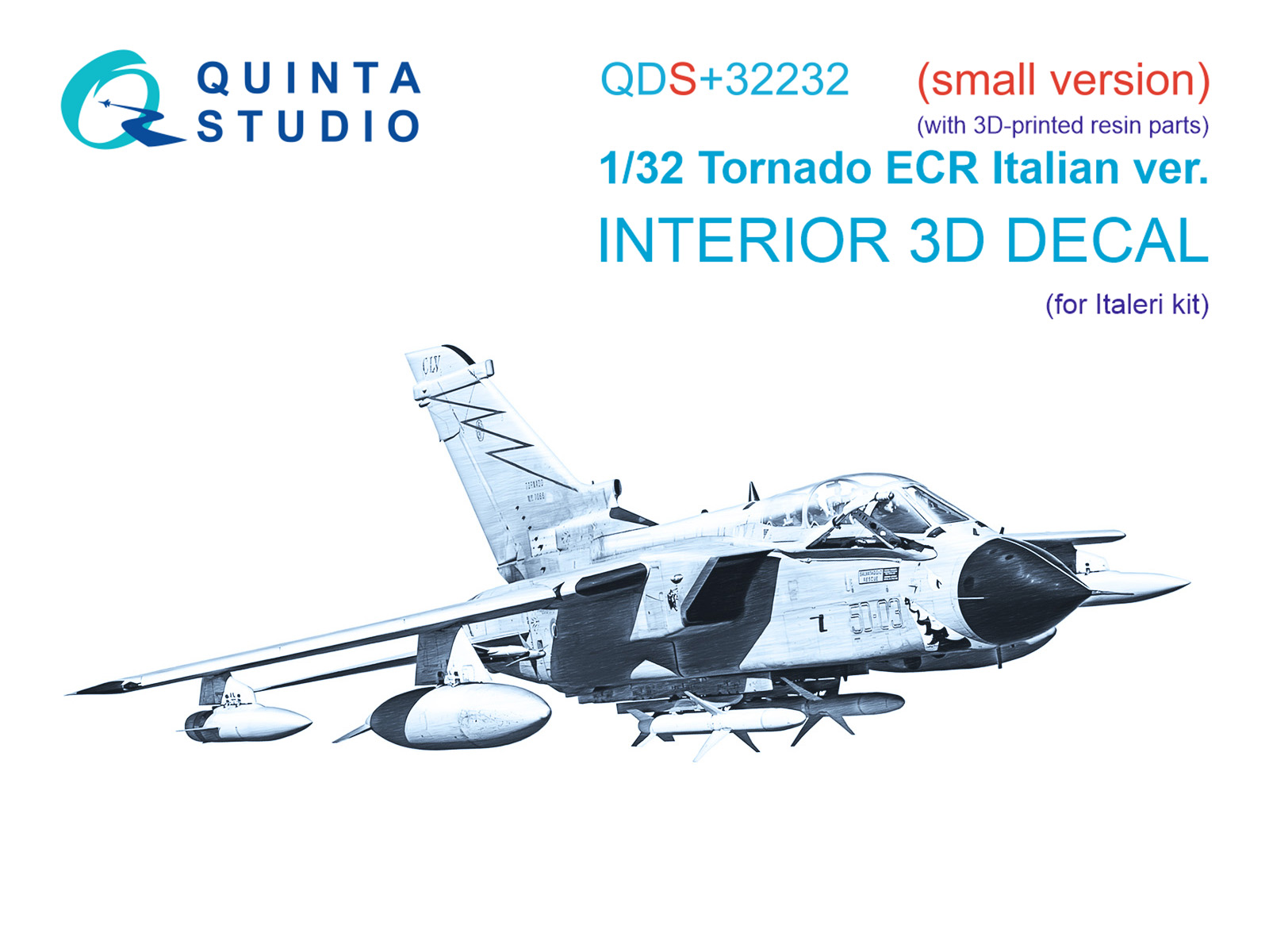 Tornado ECR Italian 3D-Printed & coloured Interior on decal paper (Italeri) (Small version) (with 3D-printed resin parts)