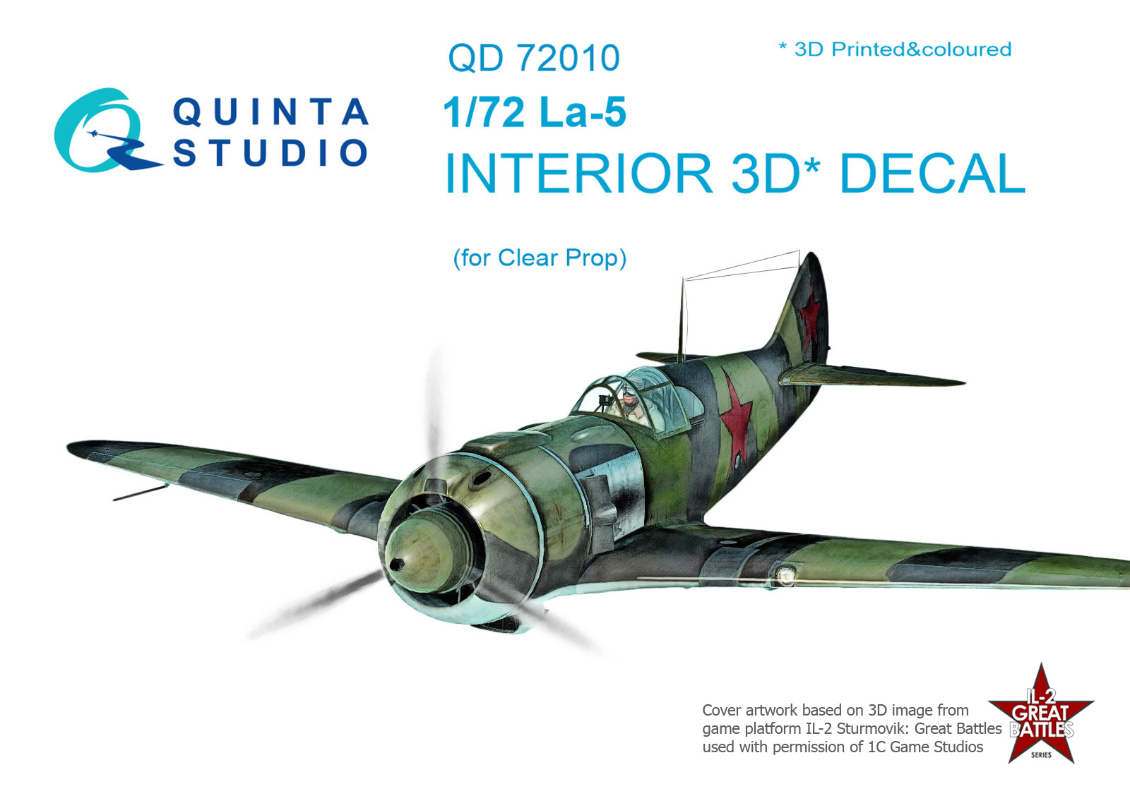 La-5  3D-Printed & coloured Interior on decal paper  (for ClearProp kit)