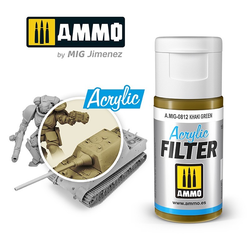 ACRYLIC FILTER Khaki Green (15mL) (Ammo Mig)