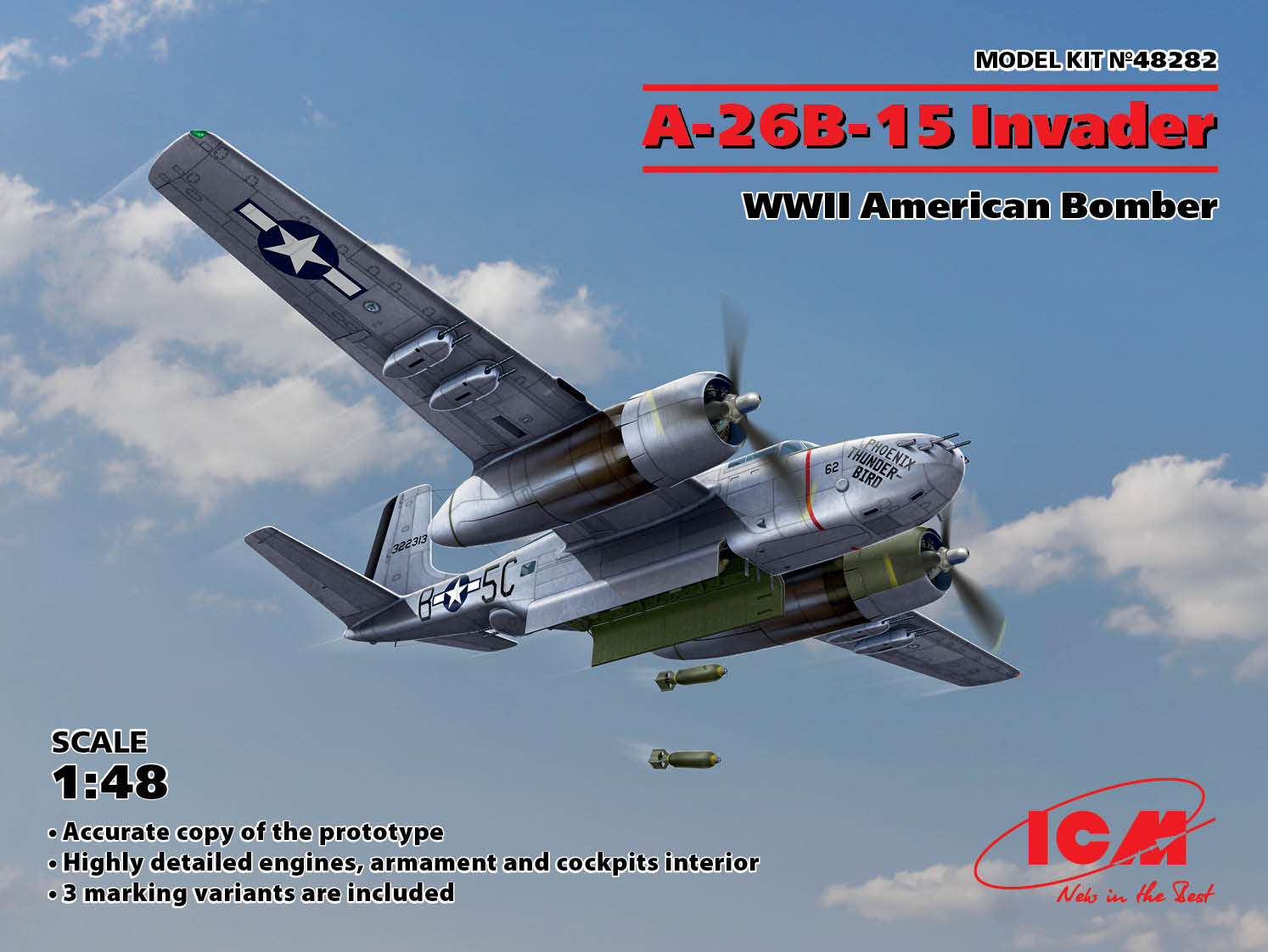 Model kit 1/48 A-26B-15 Invader American WWII Bomber (ICM)