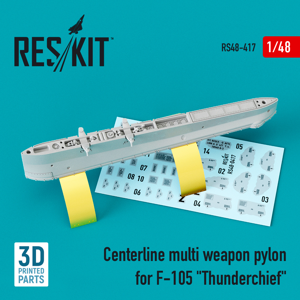 Additions (3D resin printing) 1/48 Centerline multi weapon pylon for Republic F-105D/F-105G Thunderchief  (ResKit)