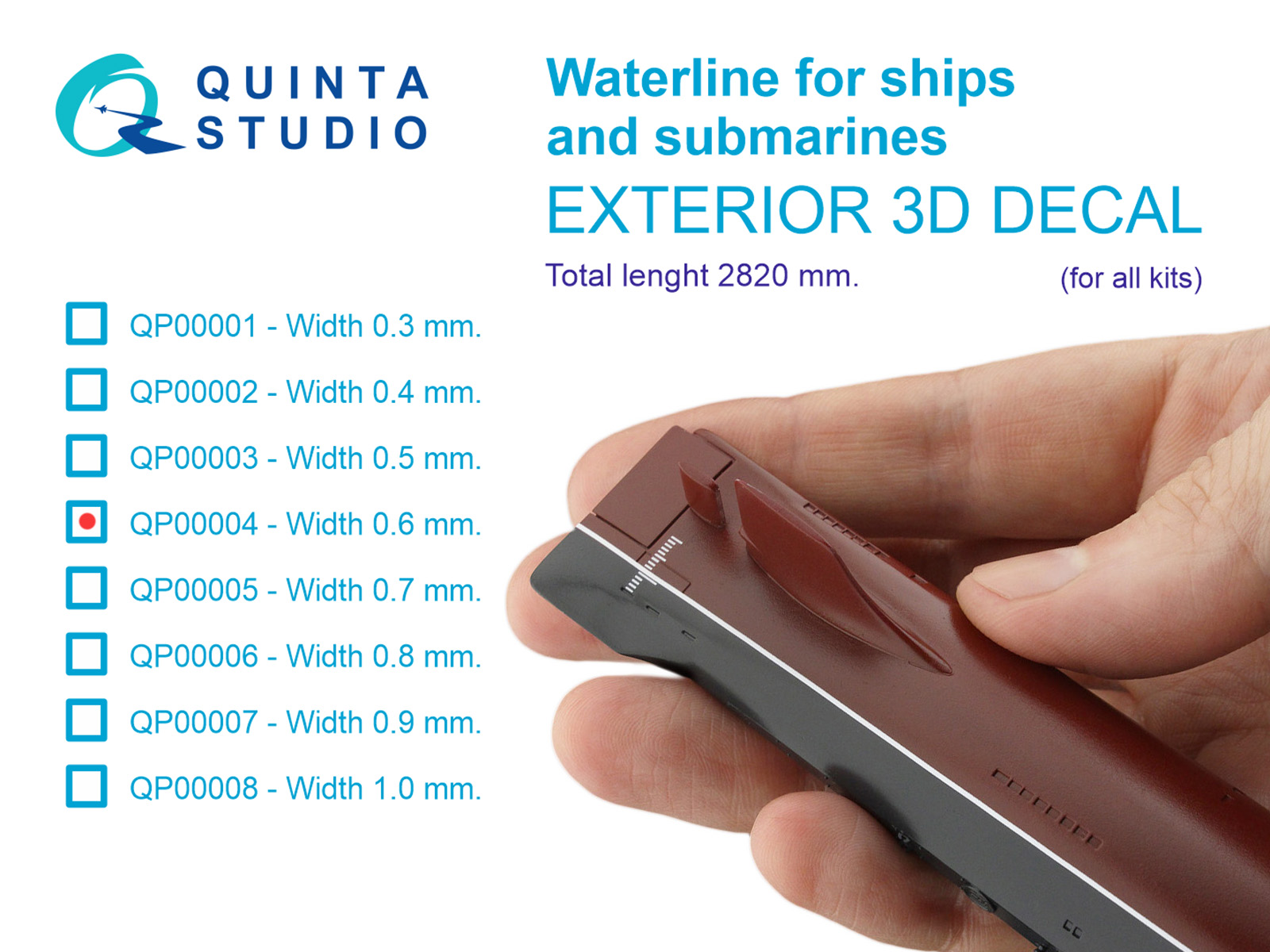 Waterline for ships and submarines. Width 0.6 mm, length 2820 mm.  (for all kits)