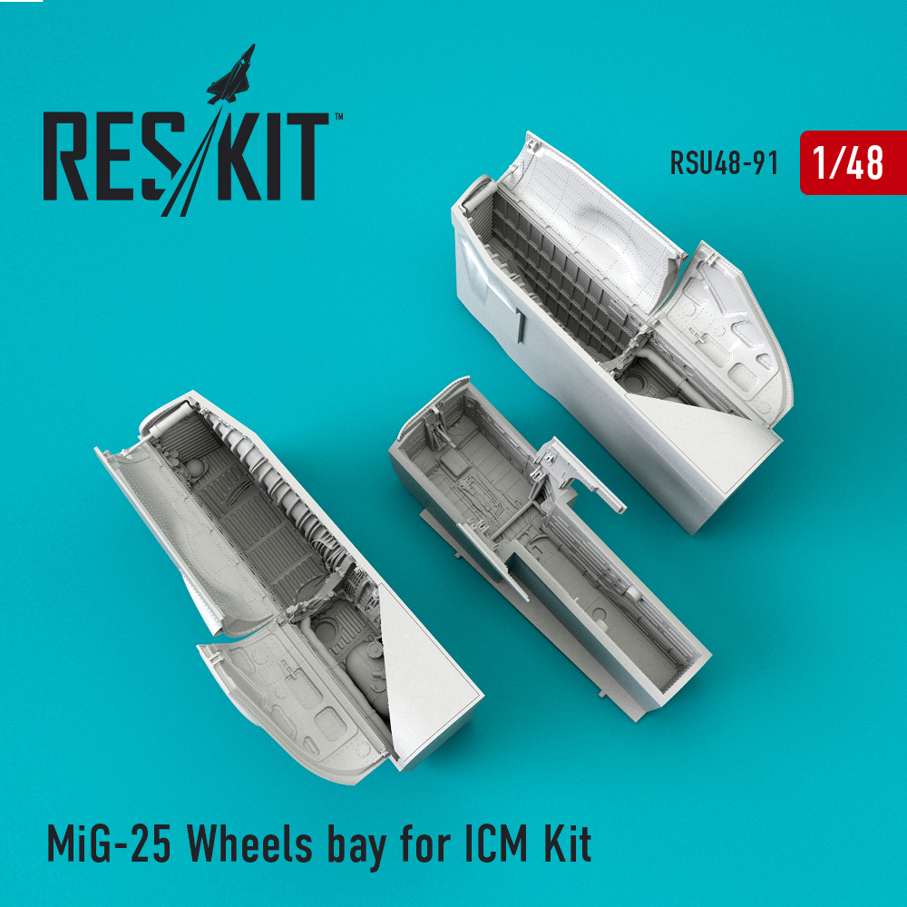 Additions (3D resin printing) 1/48 Mikoyan MiG-25 Wheels bay (designed to be used with ICM UA GB kits) (ResKit)