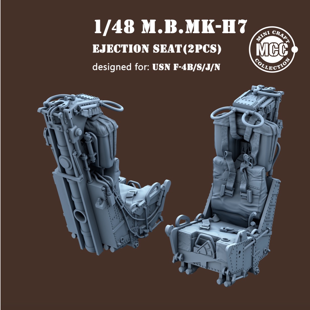 Additions (3D resin printing) 1/48 Martin-Baker H7 Ejection Seats-navy type (2pcs) (3D-Printed) McDonnell F-4B/F-4S/F-4J/F-4N Phantom