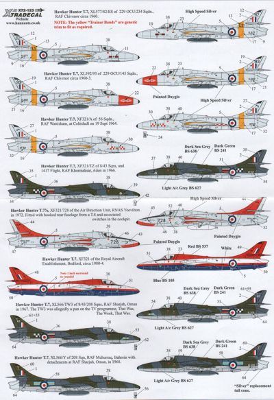 Decal 1/72 Hawker Hunter T.7 Two Seaters (20) (Xtradecal)