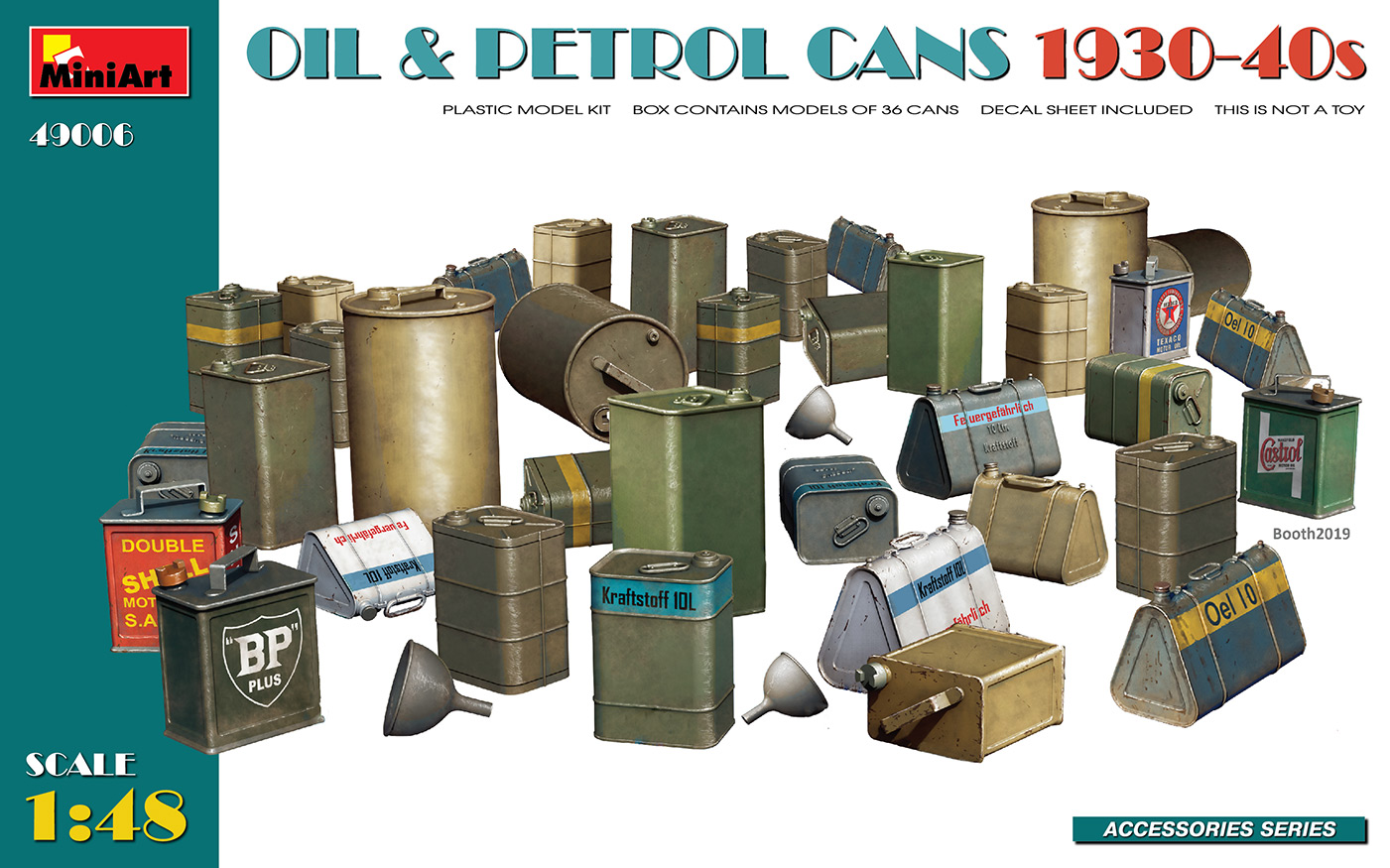 Diorama bases 1/48 Oil&Petrol Cans 1930-40s (36 pcs., w/ decals) (MiniArt) 