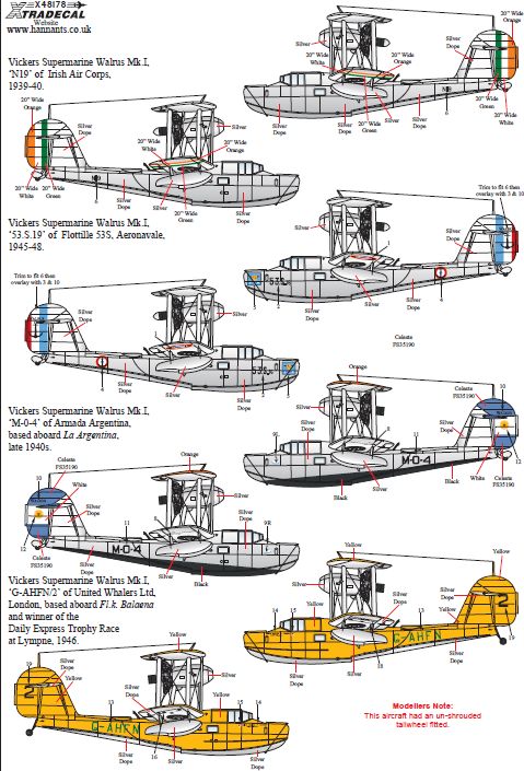 Decal 1/48 Supermarine Walrus Mk.I Collection Pt 2 (5)  (Xtradecal)