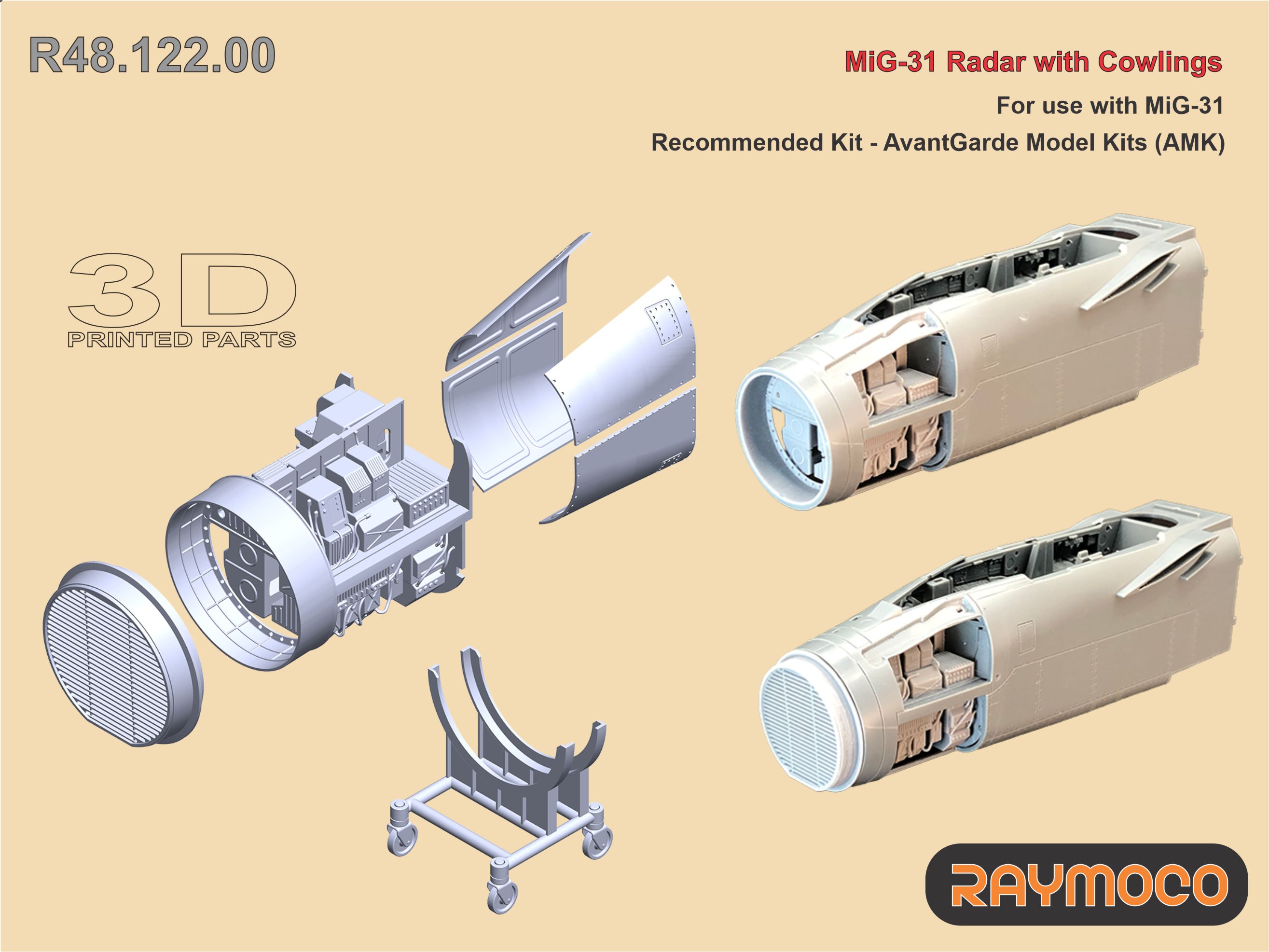 Additions (3D resin printing) 1/48 MiG-31 Radar (AMK) (Raymoco)