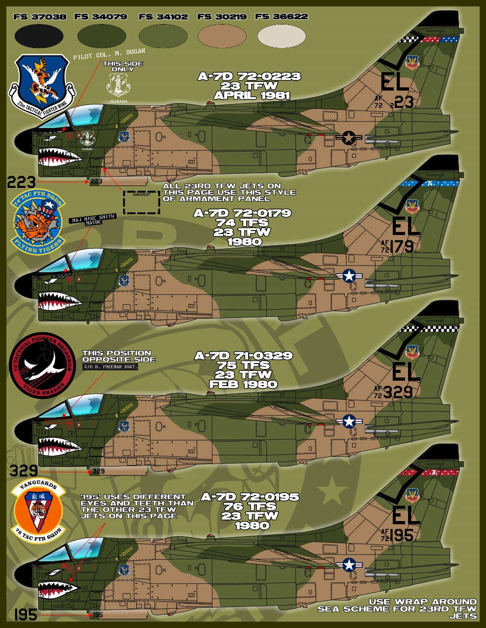 Decal 1/48 LTV A-7D Corsair II. 'Man-Eater SLUFs' 