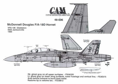 Decal 1/48 McDonnell-Douglas F/A-18D (CAM)