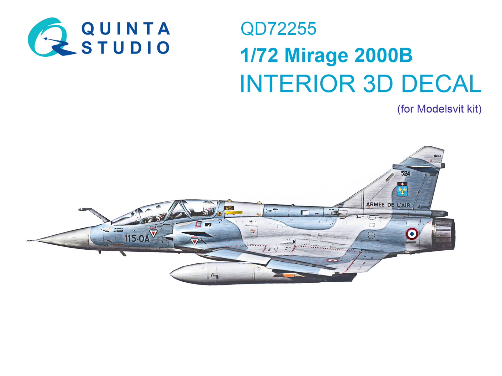 Mirage 2000B 3D-Printed & coloured Interior on decal paper (Modelsvit)