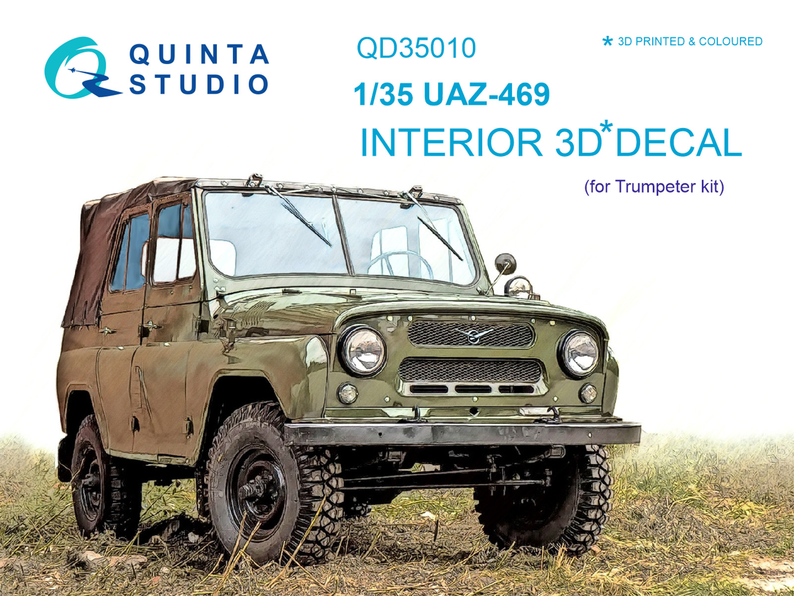 UAZ 469 3D-Printed & coloured Interior on decal paper (for Trumpeter kit)