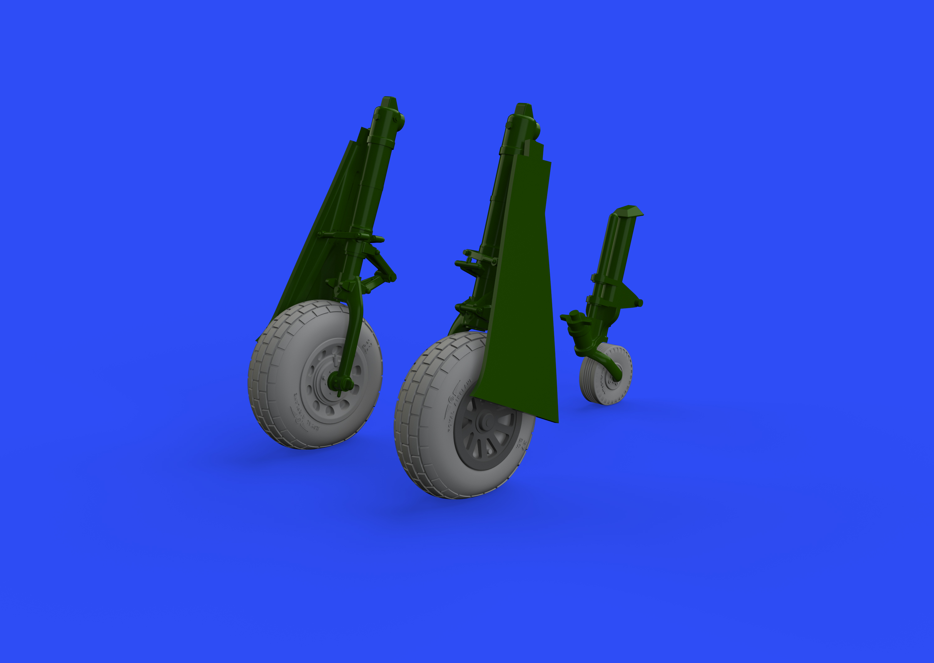 Additions (3D resin printing) 1/48       North-American P-51D-5 Mustang wheels with weighted tyre effect block tread (designed to be used with Eduard kits) 