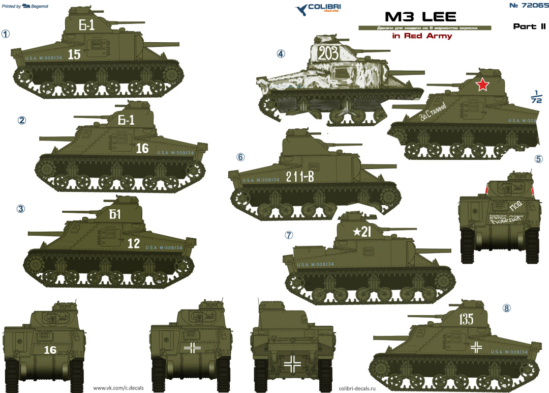 Decal 1/72 M3 Lee in Red Army Part II (Colibri Decals)