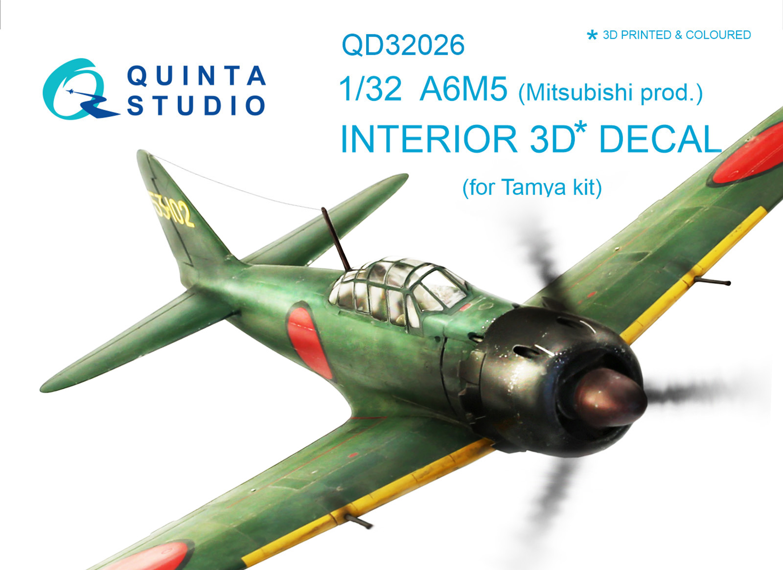 A6M5 (Mitsubishi prod.) 3D-Printed & coloured Interior on decal paper (for Tamiya kit)