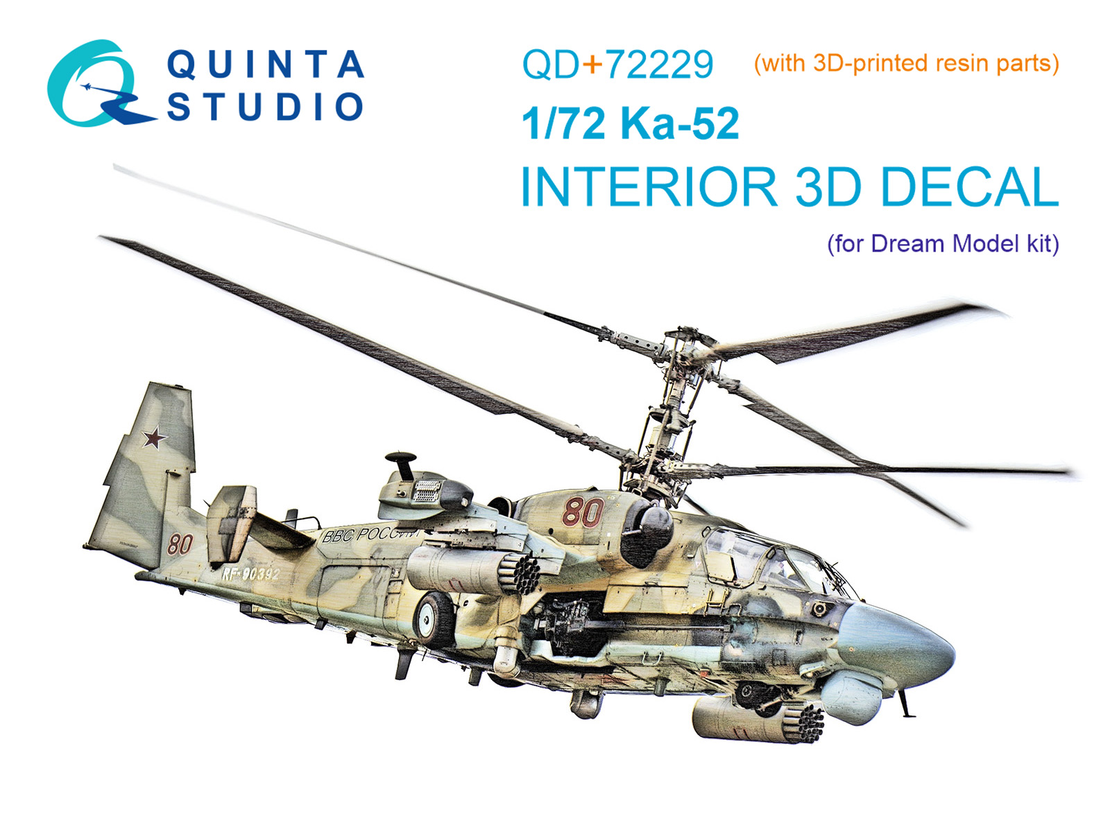 Ka-52 3D-Printed & coloured Interior on decal paper (Dream Model) (with 3D-printed resin parts)