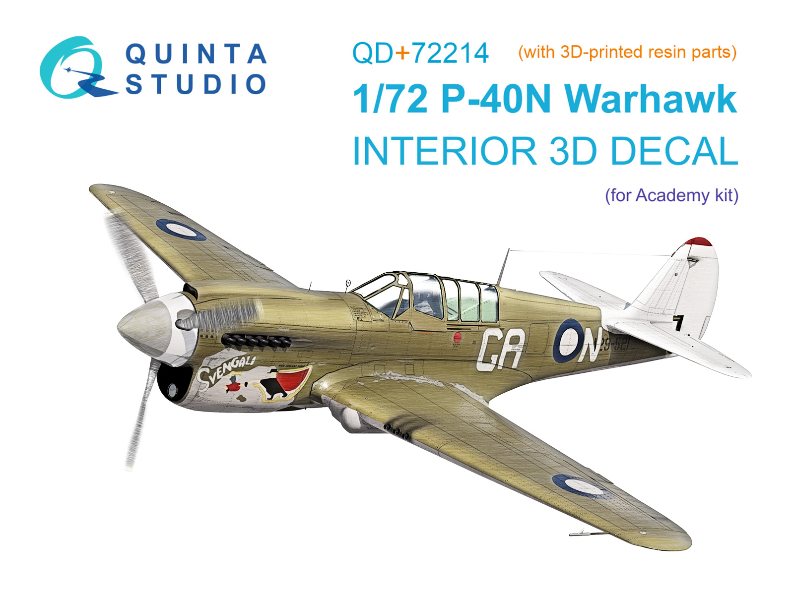 P-40N Warhawk 3D-Printed & coloured Interior on decal paper (Academy) (with 3D-printed resin parts)