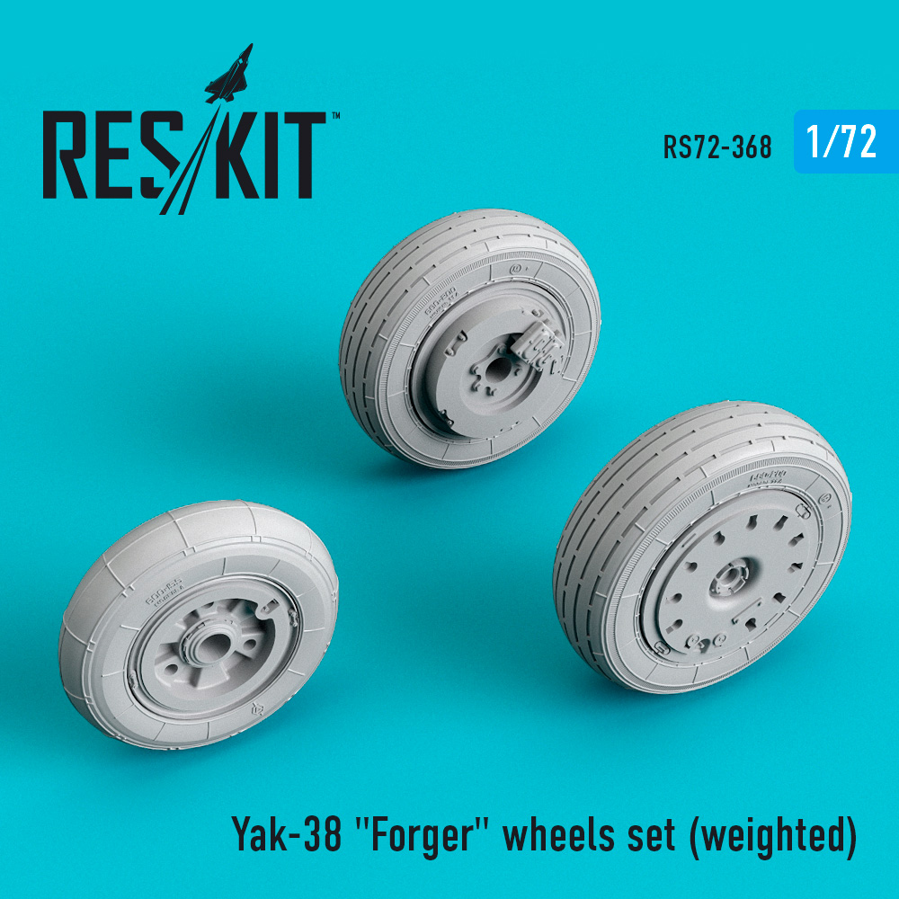 Additions (3D resin printing) 1/72 Yakovlev Yak-38 Forger wheels set (bulged tyre/weighted effect) (ResKit)