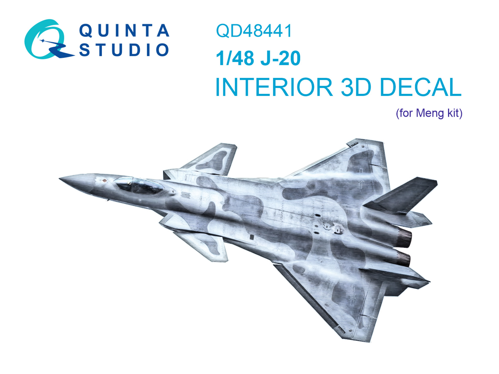 J-20 3D-Printed & coloured Interior on decal paper (Meng)