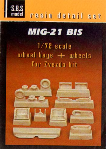 Additions (3D resin printing) 1/72 Mig-21bis wheel bays + wheels (ZVE)