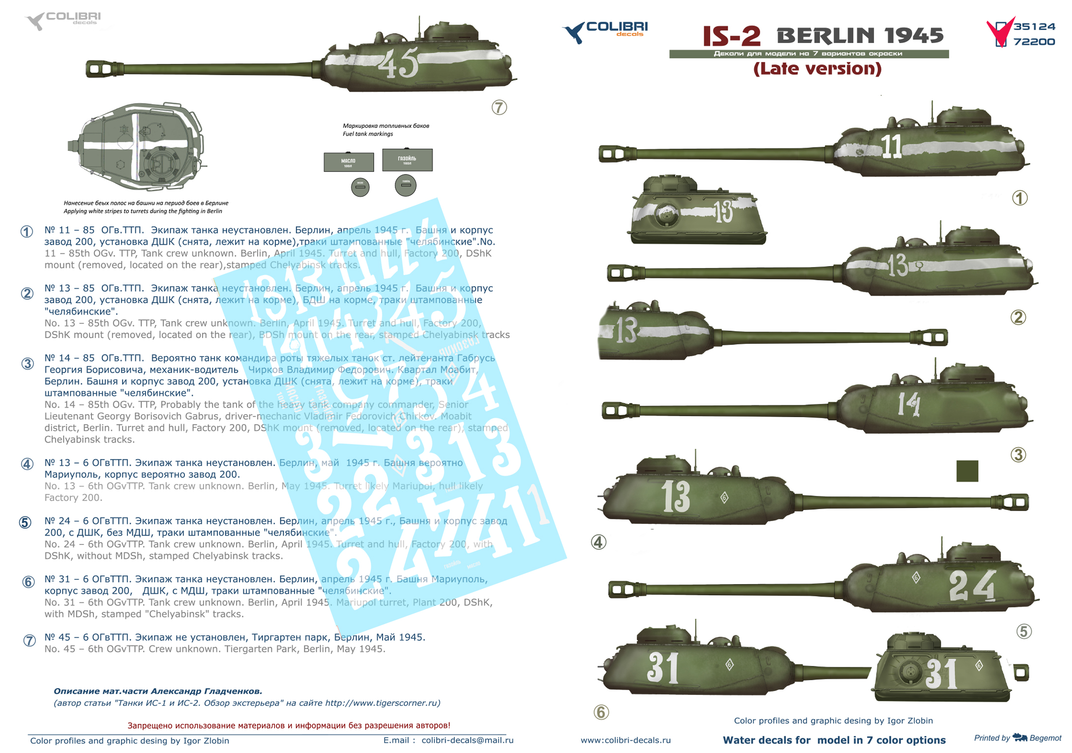 Decal 1/72 JS-2  Berlin 1945 (Late version) (Colibri Decals)